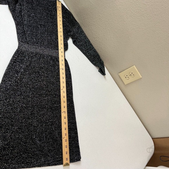 Halston Heritage Women's Metallic Stretch Sweater Midi Dress Sliver/Black Size S - Picture 9 of 10